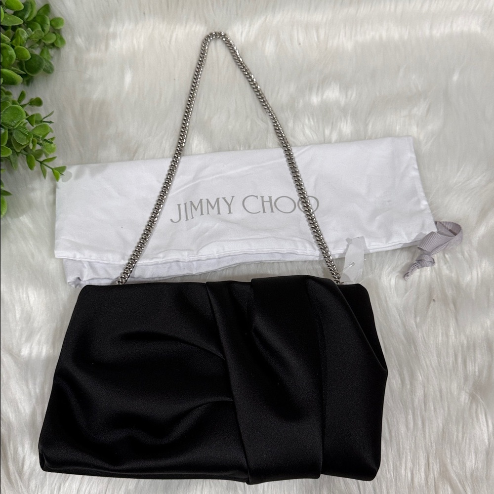 Jimmy Choo Black Clutch with Silver Chain - Picture 5 of 7